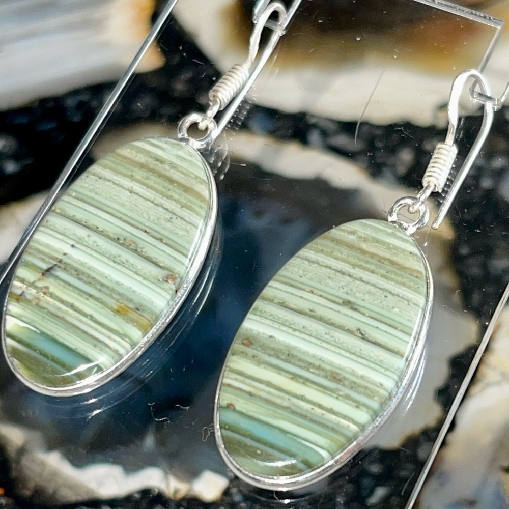 Green Larsonite Earrings 1 7/8”